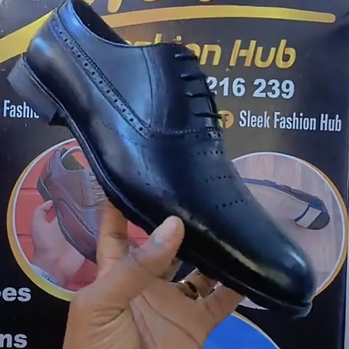Black Cap-Toe Brogue Oxford — Black