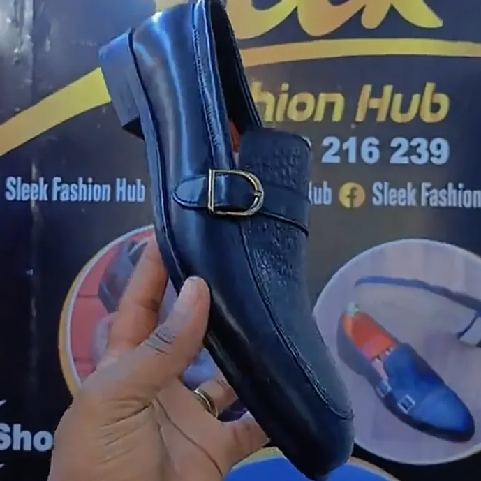 Black Croc-Embossed Buckle Loafer in Black — thumbnail 2