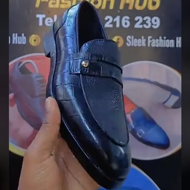 Black Croc-Vamp Penny Loafer — Black