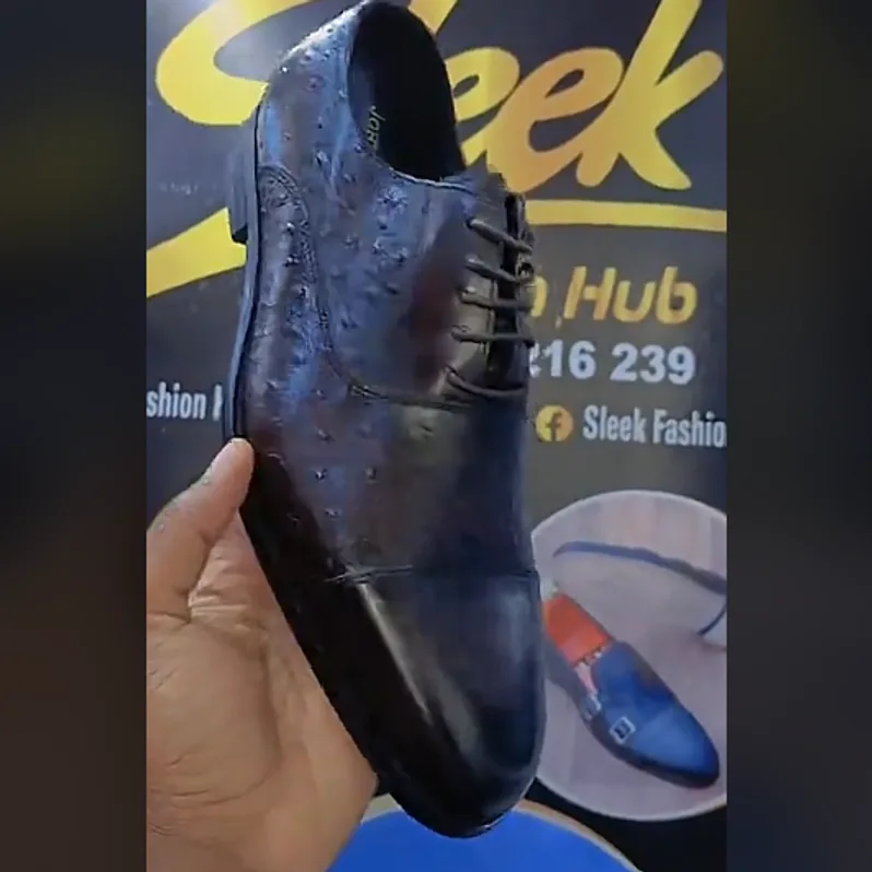 Black Ostrich-Texture Cap-Toe Oxford in Black — thumbnail 2