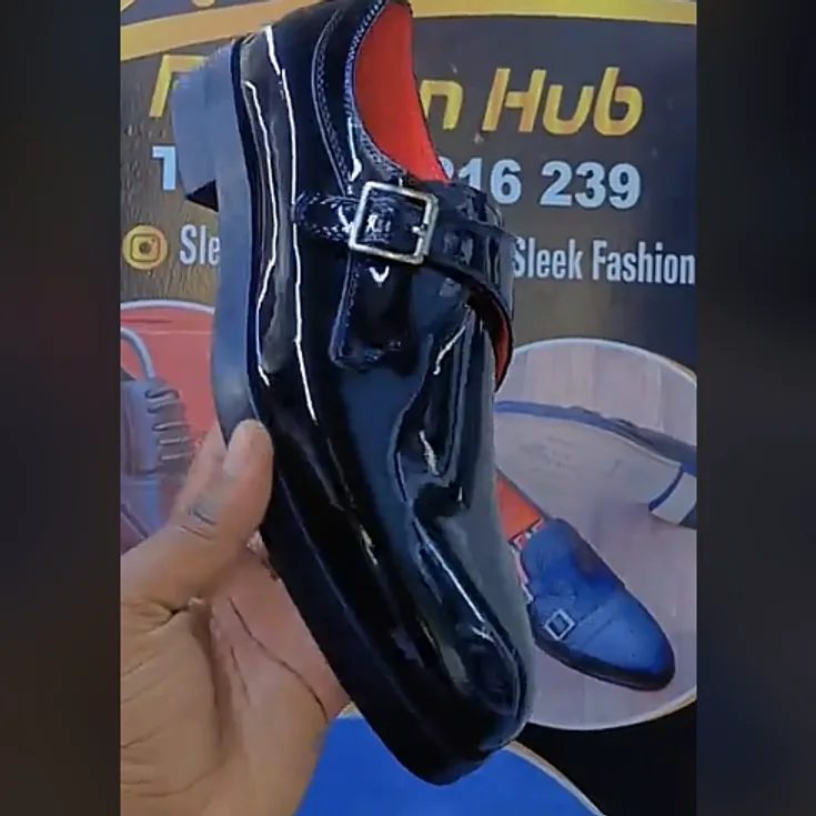 Black Patent Double Monk, Red Lining in Black / Red Lining — thumbnail 2