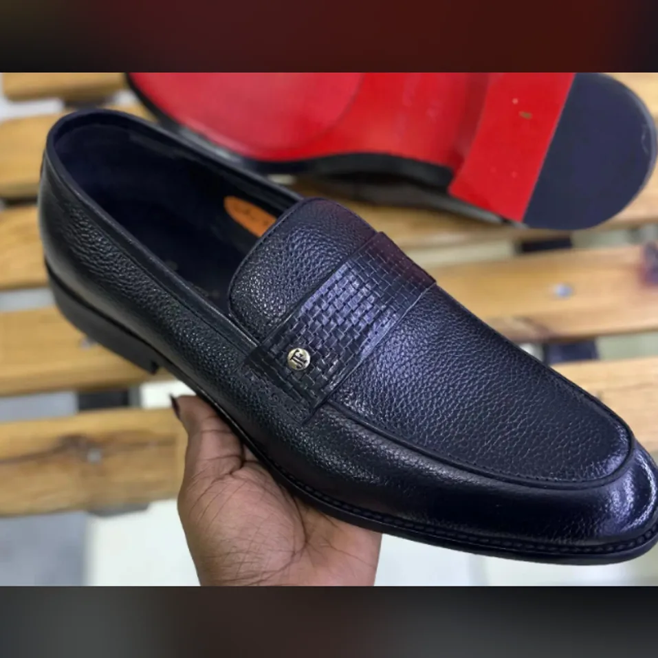 Black Pebble-Grain Penny Loafer in Black — thumbnail 2