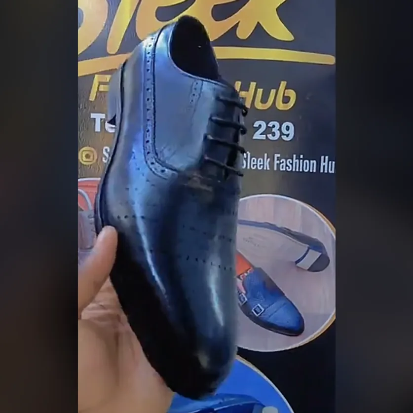 Black Perforated Brogue Oxford — Black