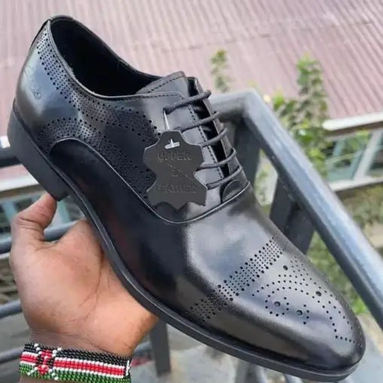 Black Perforated-Toe Oxford — Black