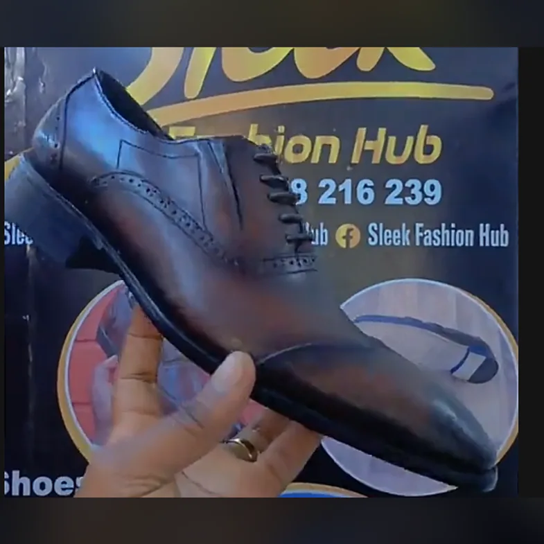 Black Semi-Brogue Oxford — Black