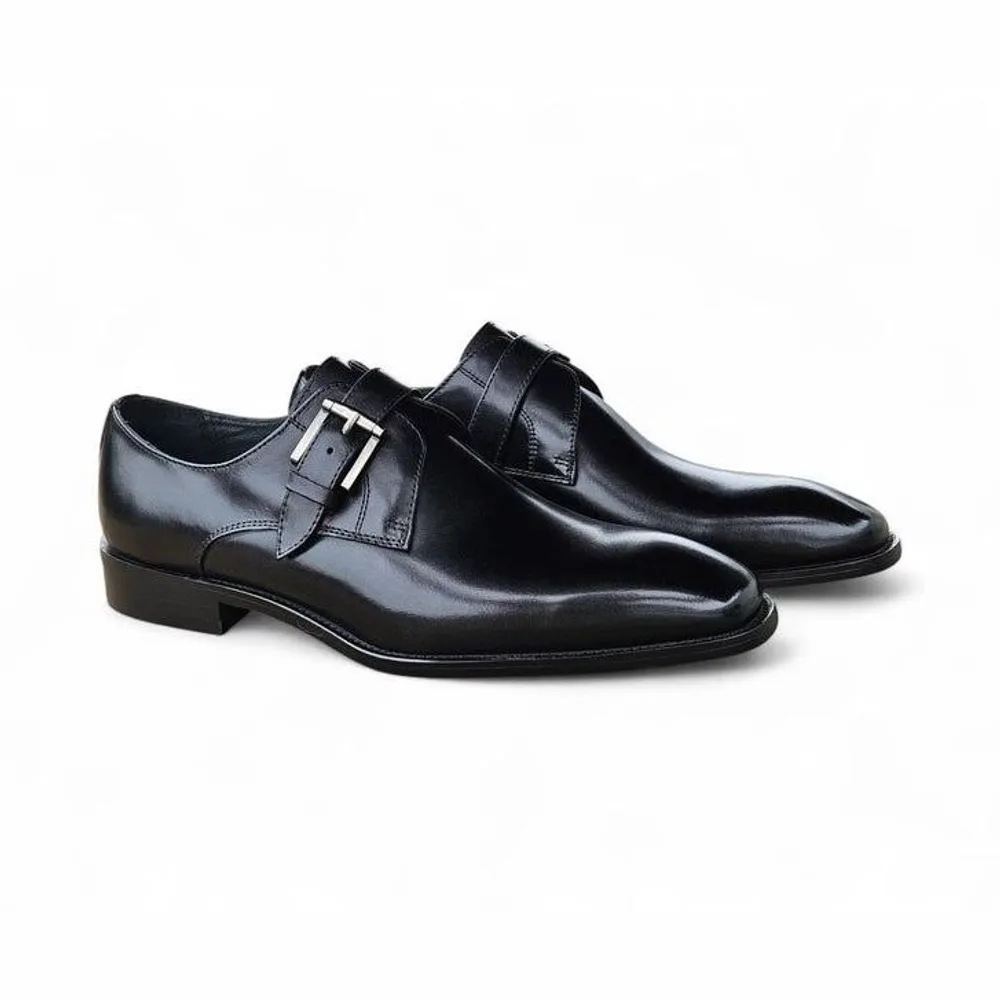 Black Single Monk Strap — Black