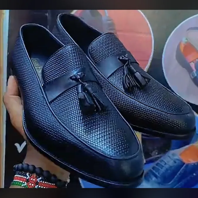 Black Woven Tassel Loafer in Black — thumbnail 2