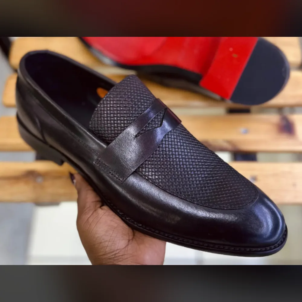 Dark Brown Woven-Vamp Strap Loafer — Dark Brown